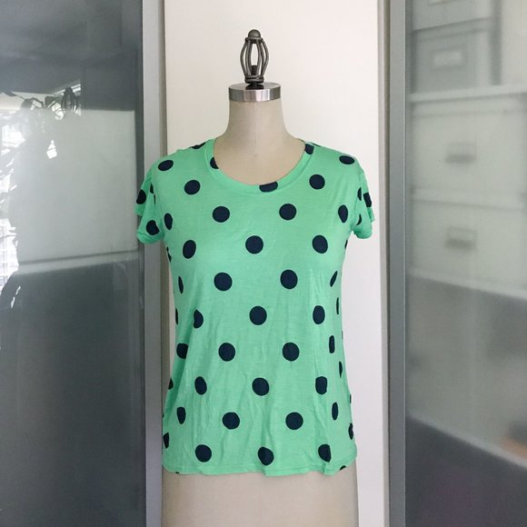 NWOT Madewell green and navy dot tee XS - Picture 1 of 4
